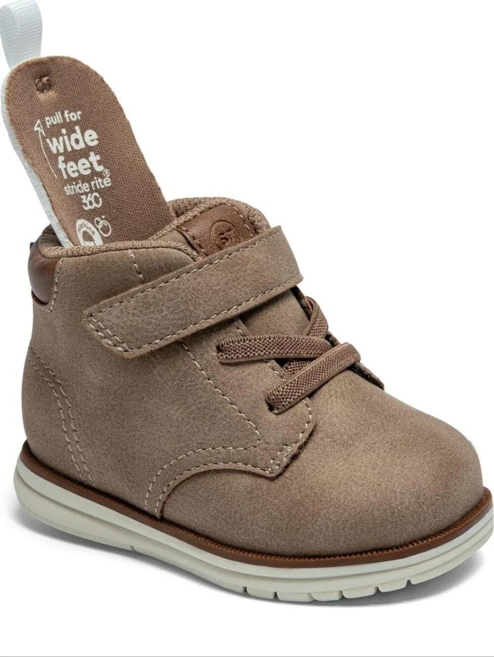 Stride Rite Tan Baby Walker Boots with Hook-and-Loop Strap